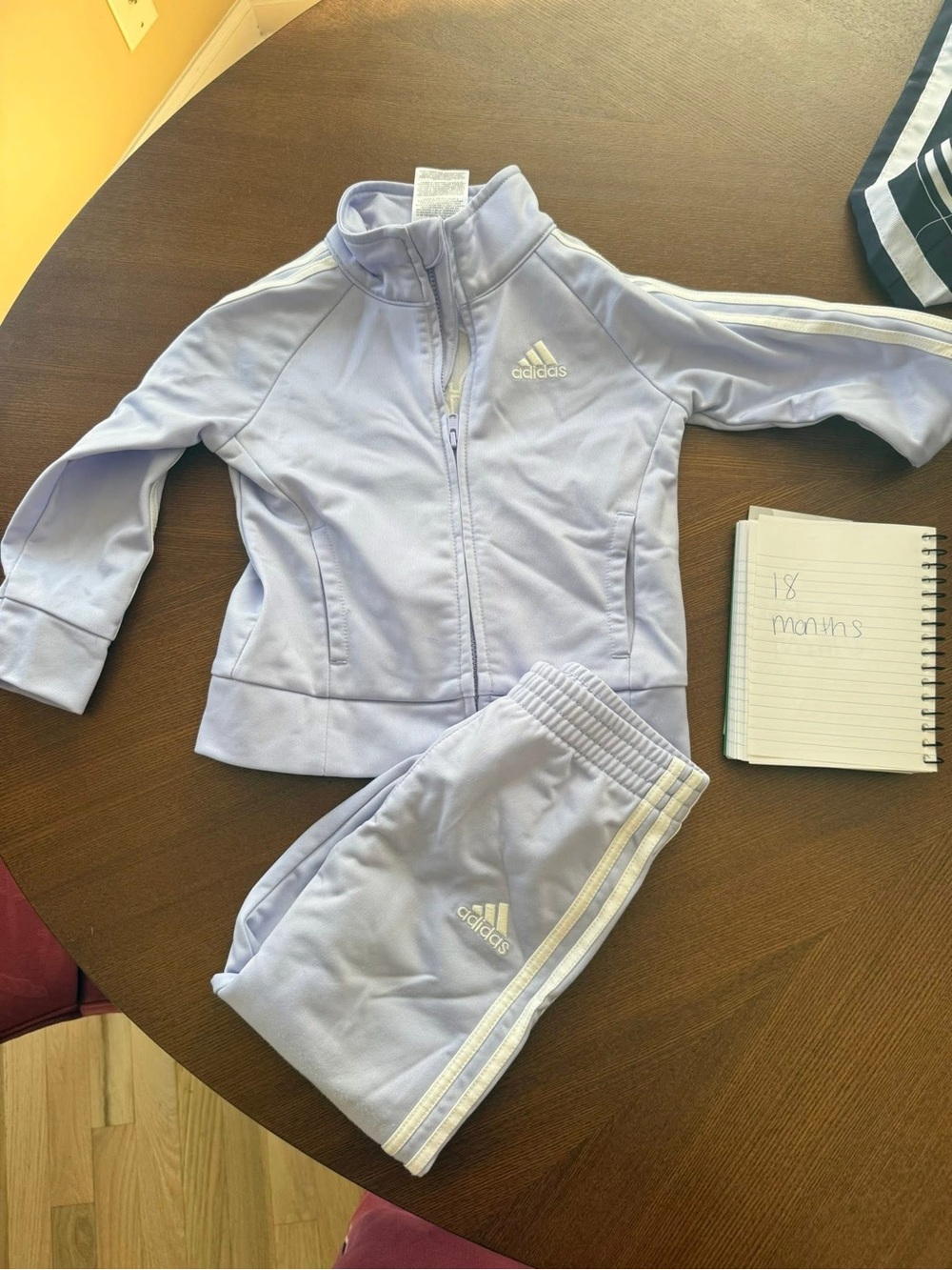 adidas Lavender Zip-Front Tracksuit with White Stripes